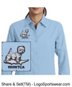 Ladies' Long Sleeve Shirt with embroidered Westie Design Zoom